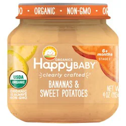 Happy Baby Organics Clearly Crafted Stage 2 Bananas & Sweet Potatoes Jar 4 oz UNIT