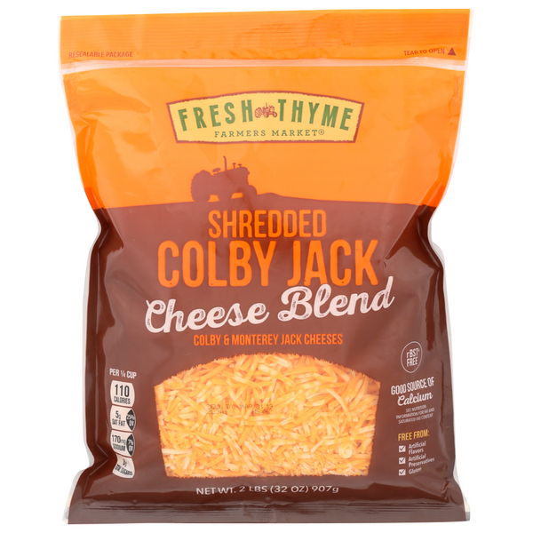 slide 1 of 1, Fresh Thyme Shredded Colby Jack, 32 oz