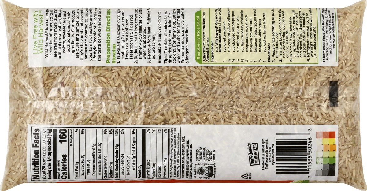 slide 4 of 7, Wild Harvest Organic Brown Long Grain Rice, 32 oz