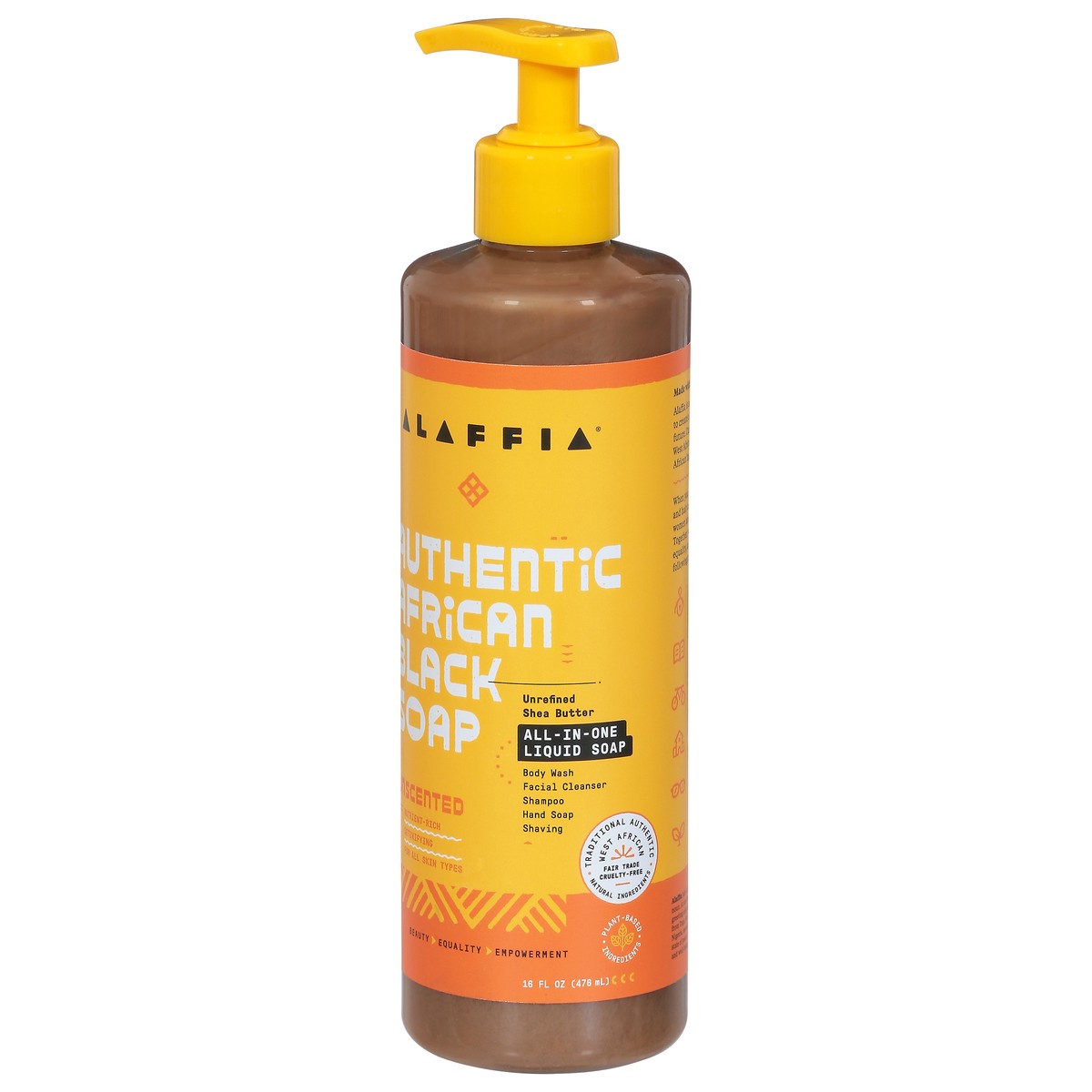 slide 7 of 10, Alaffia Authentic African Unscented Black Soap 16 fl oz, 16 fl oz