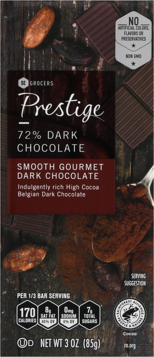 slide 1 of 1, SE Grocers Prestige 72% Dark Chocolate, 3 oz
