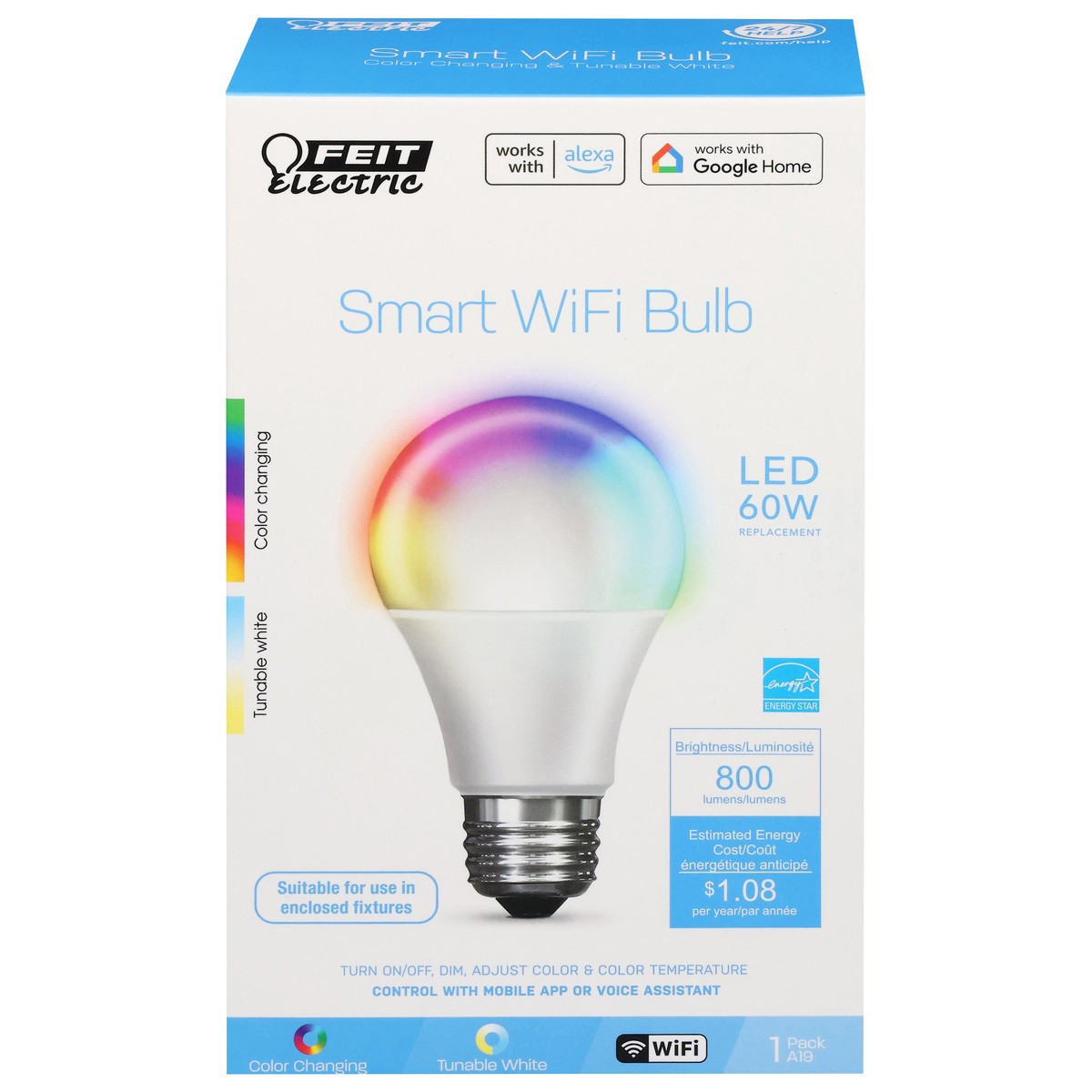 slide 8 of 12, Feit Electric 60 Watts Smart WiFi LED Bulb 1 ea, 1 ct