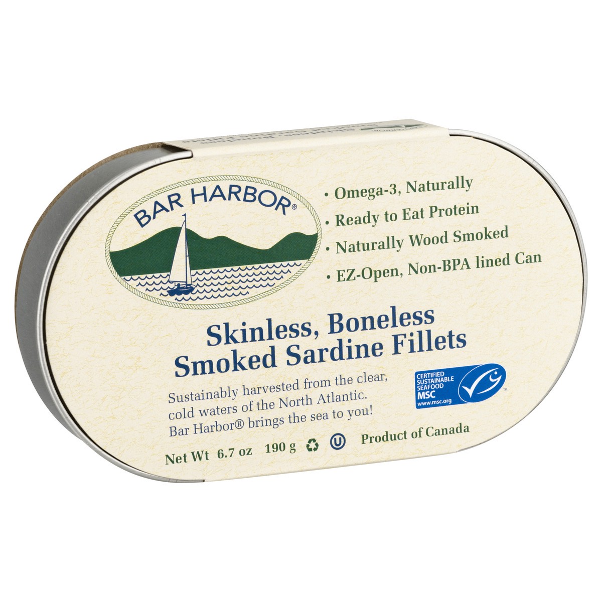 slide 2 of 9, Bar Harbor Skinless Boneless Smoked Sardine Fillets, 6.7 oz