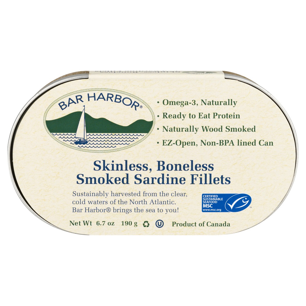 slide 1 of 9, Bar Harbor Skinless Boneless Smoked Sardine Fillets, 6.7 oz