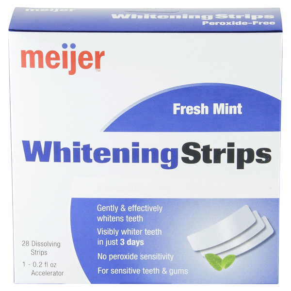 slide 1 of 1, Meijer Whitening Strips - Peroxide Free, 28 ct