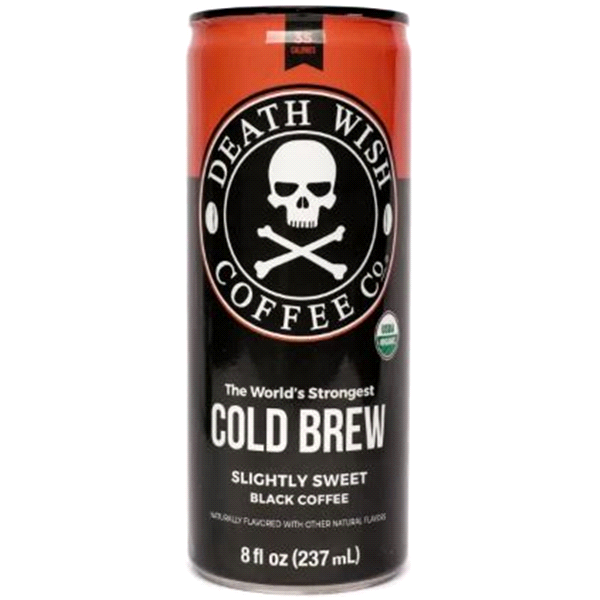 slide 1 of 1, Death Wish Coffee Organic Cold Brew Slightly Sweet Black Coffee, 8 oz