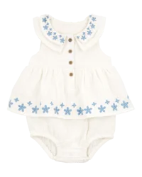 Carter's Baby Floral Embroidered Bodysuit Dress Ivory 3M
