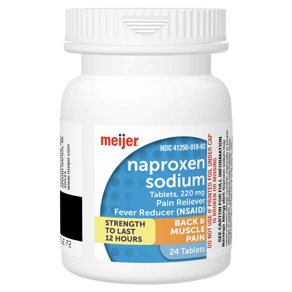 slide 8 of 29, Meijer Back & Muscle Pain Naproxen Sodium Tablets, 220mg, 24 ct