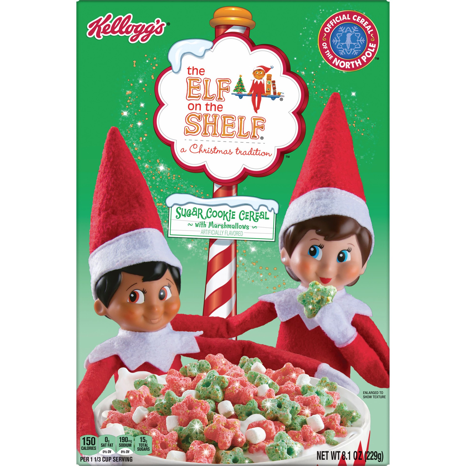 slide 3 of 5, Elf on the Shelf Kellogg's Elf on the Shelf Breakfast Cereal, Sugar Cookie with Marshmallows, 8.1 oz, 8.1 oz