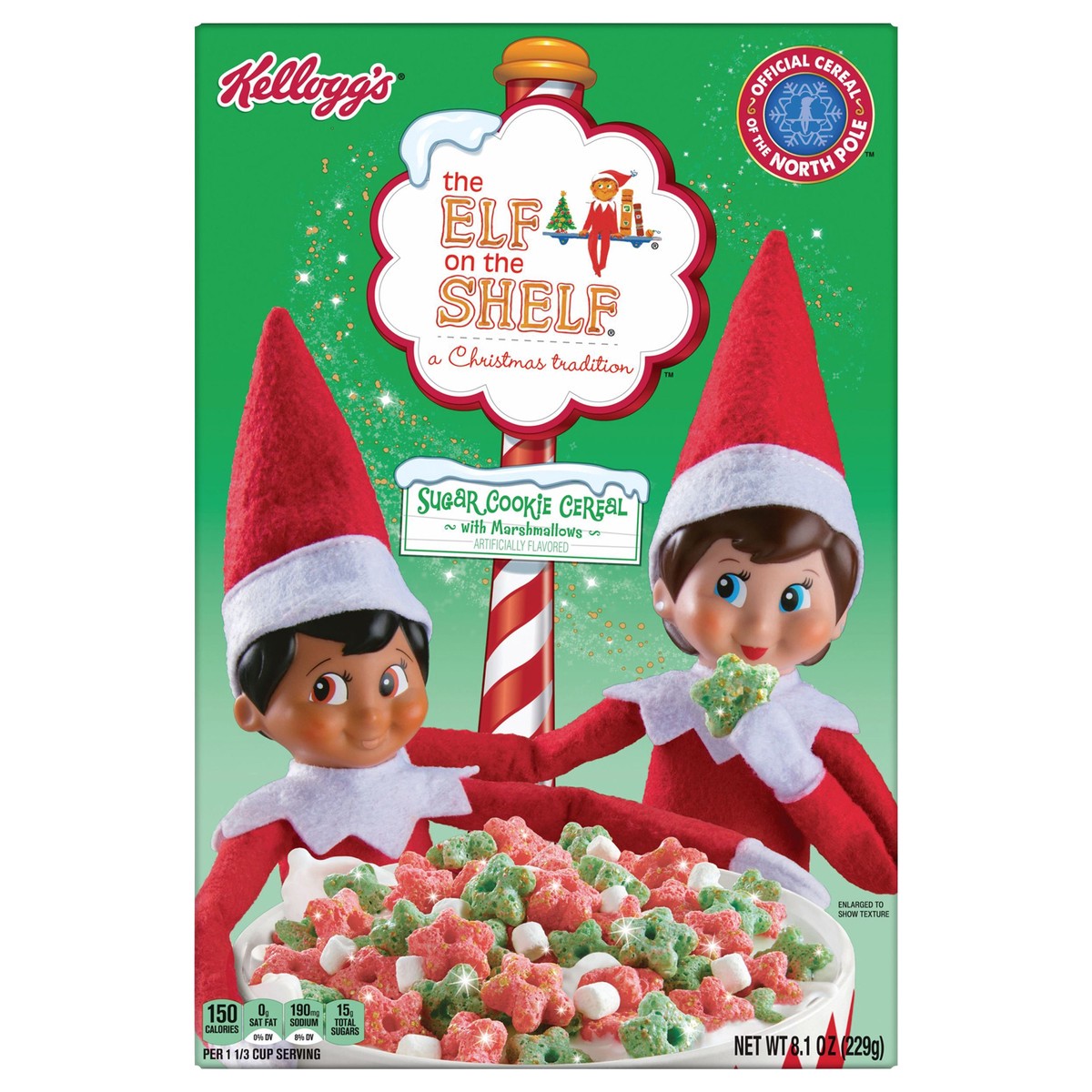 slide 1 of 5, Elf on the Shelf Kellogg's Elf on the Shelf Breakfast Cereal, Sugar Cookie with Marshmallows, 8.1 oz, 8.1 oz