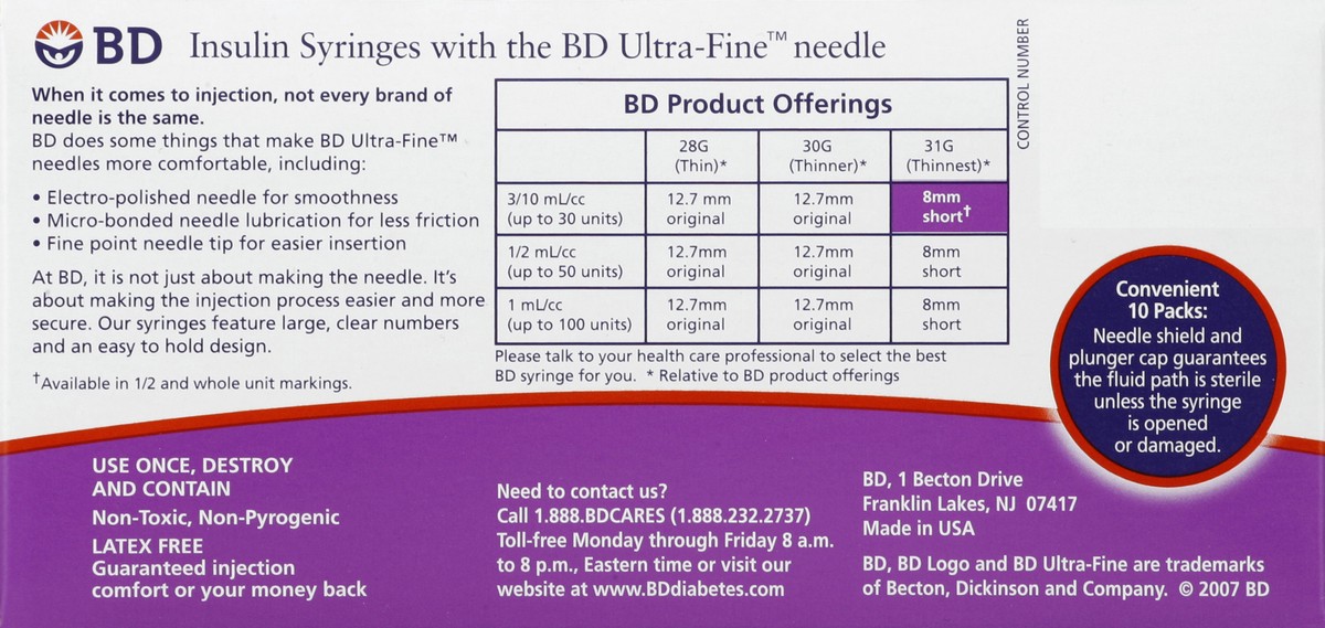 slide 4 of 6, BD Insulin Syringes 100 ea, 100 ct