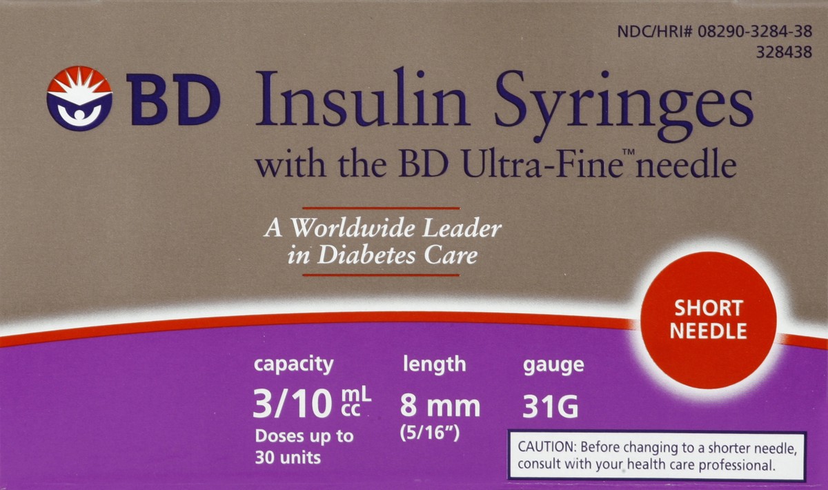 slide 2 of 6, BD Insulin Syringes 100 ea, 100 ct
