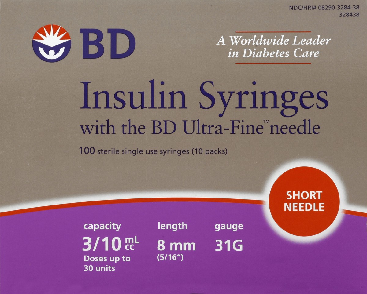 slide 6 of 6, BD Insulin Syringes 100 ea, 100 ct