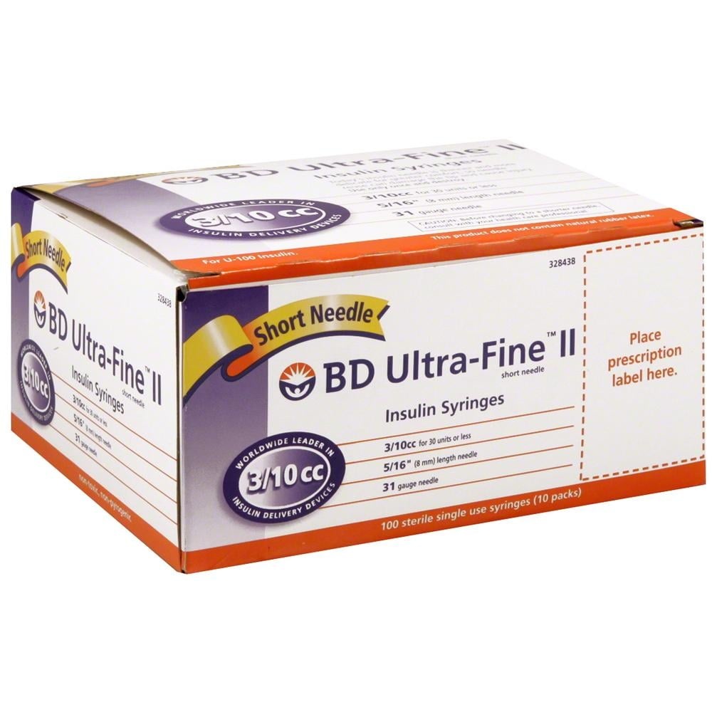 slide 1 of 1, BD Ultra-Fine II Short Insulin Syringes, 100 ct