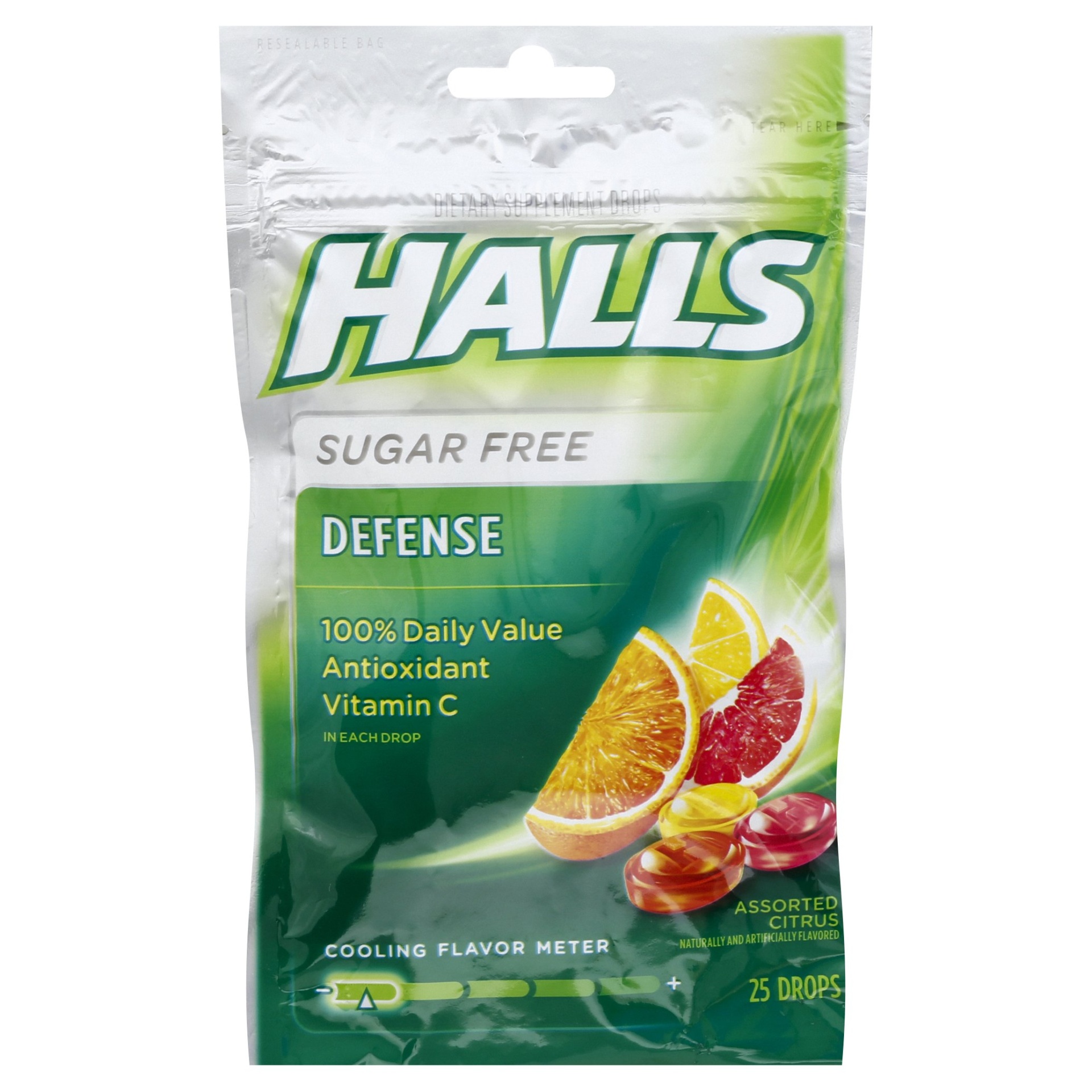 slide 1 of 7, Halls Defense Vitamin C Drops Assorted Citrus Sugar Free, 30 ct