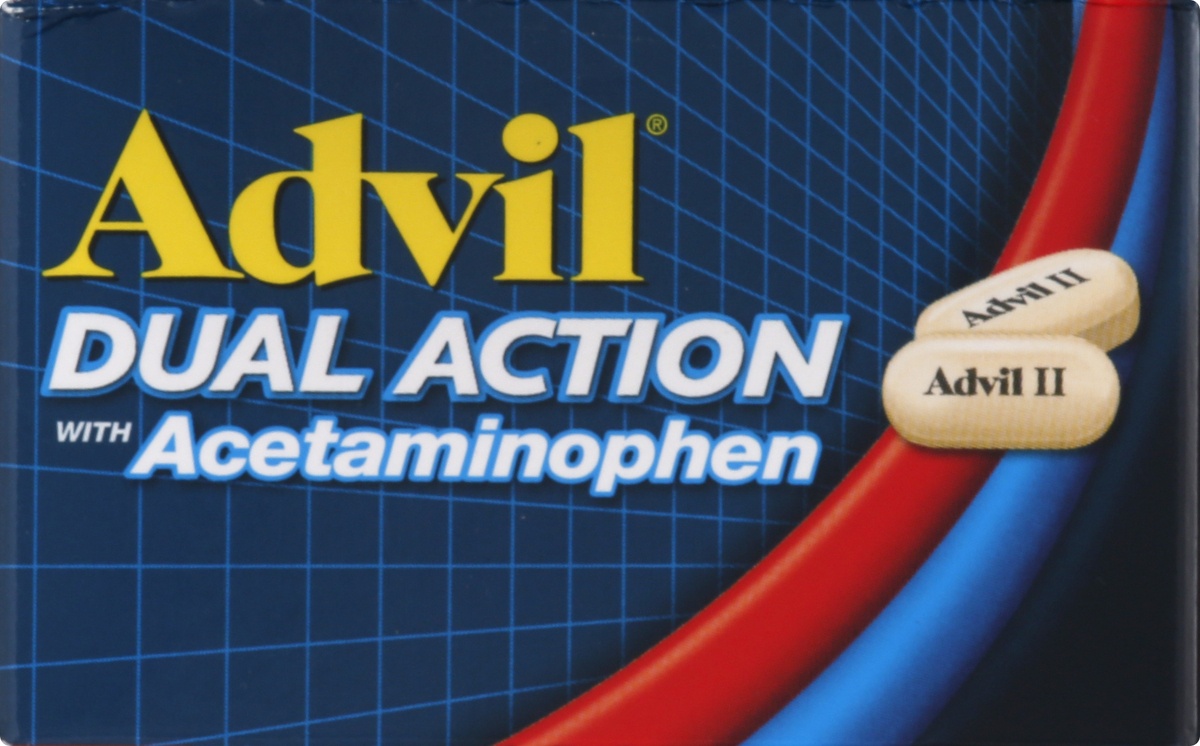 slide 5 of 10, Advil Dual Action with Acetaminophen Caplets Pain Reliever 36 ea, 36 ct