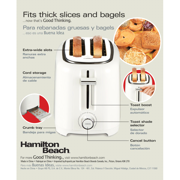 slide 4 of 5, Hamilton Beach 2 Slice Cool Touch Toaster, White, 1 ct