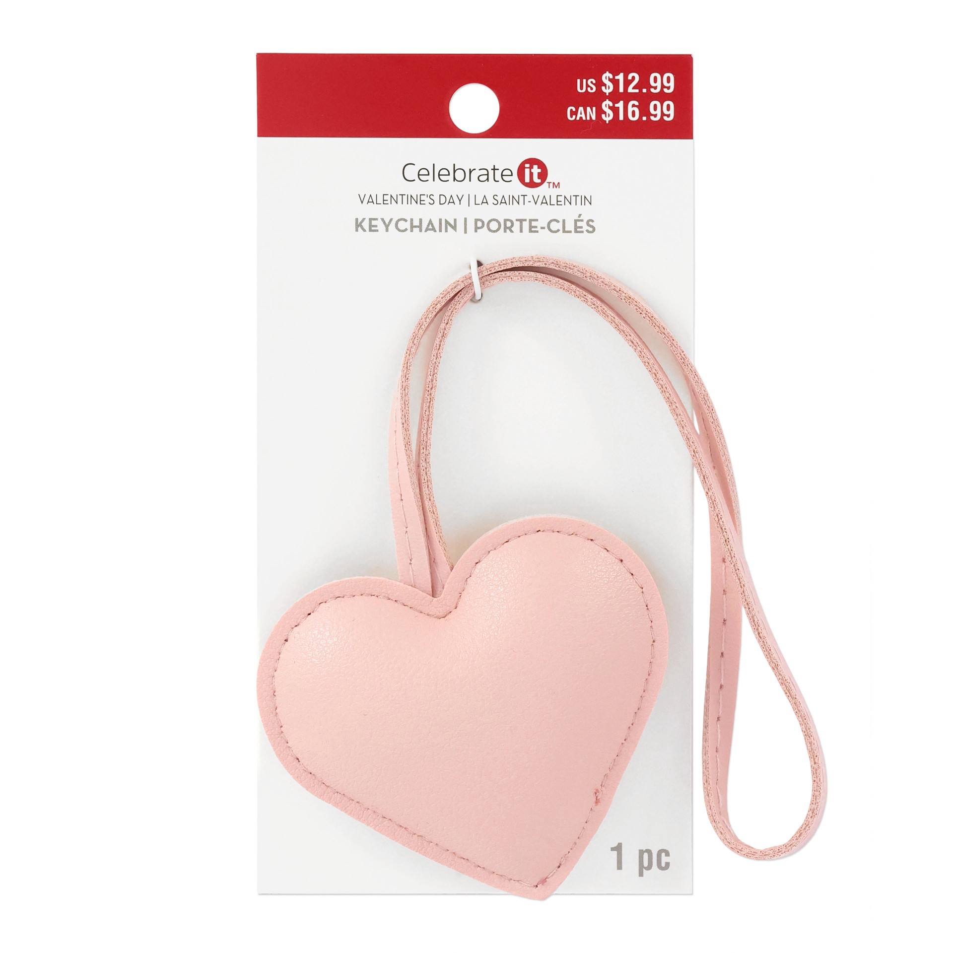 slide 3 of 3, 6" Pink Heart Keychain By Celebrate It, 6 in