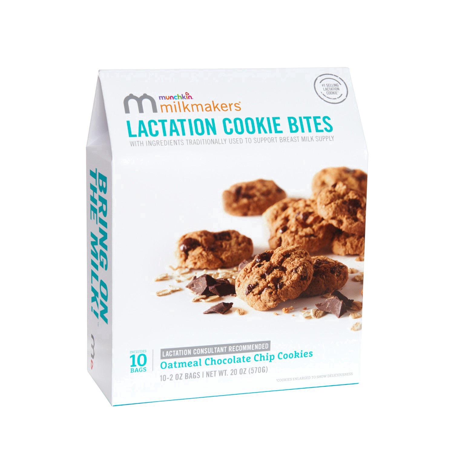 slide 8 of 29, Munchkin Milkmakers Oatmeal Chocolate Chip Lactation Cookie Bites 10 - 2 oz Bags, 10 ct