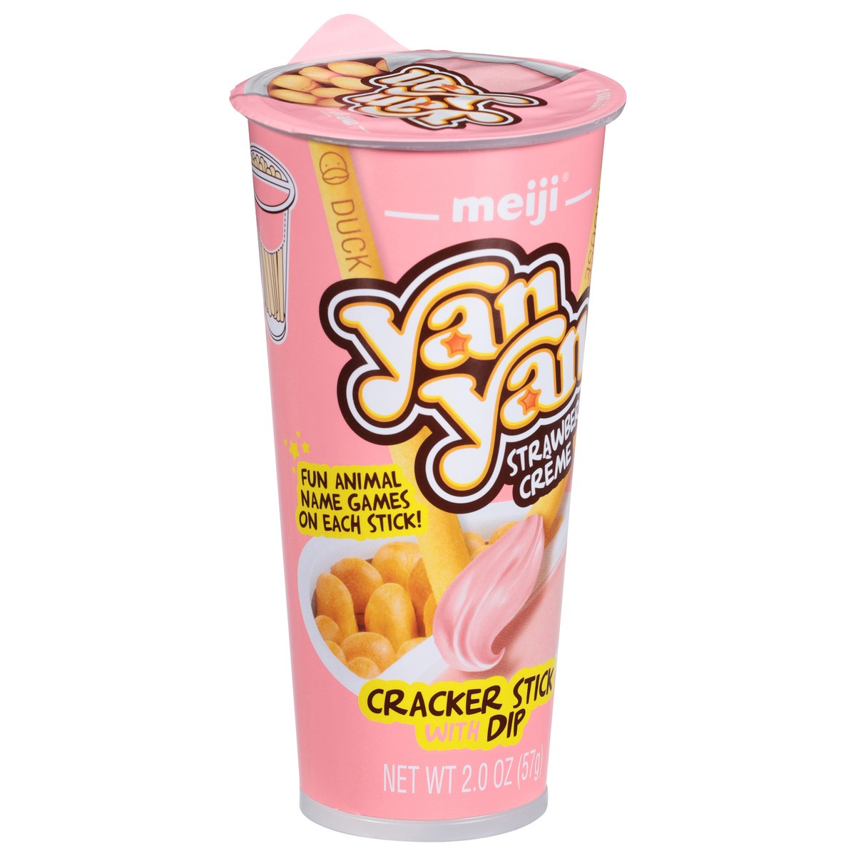 slide 7 of 14, Meiji Yan Yan Strawberry Creme Cracker Stick with Dip 2.0 oz, 2 oz