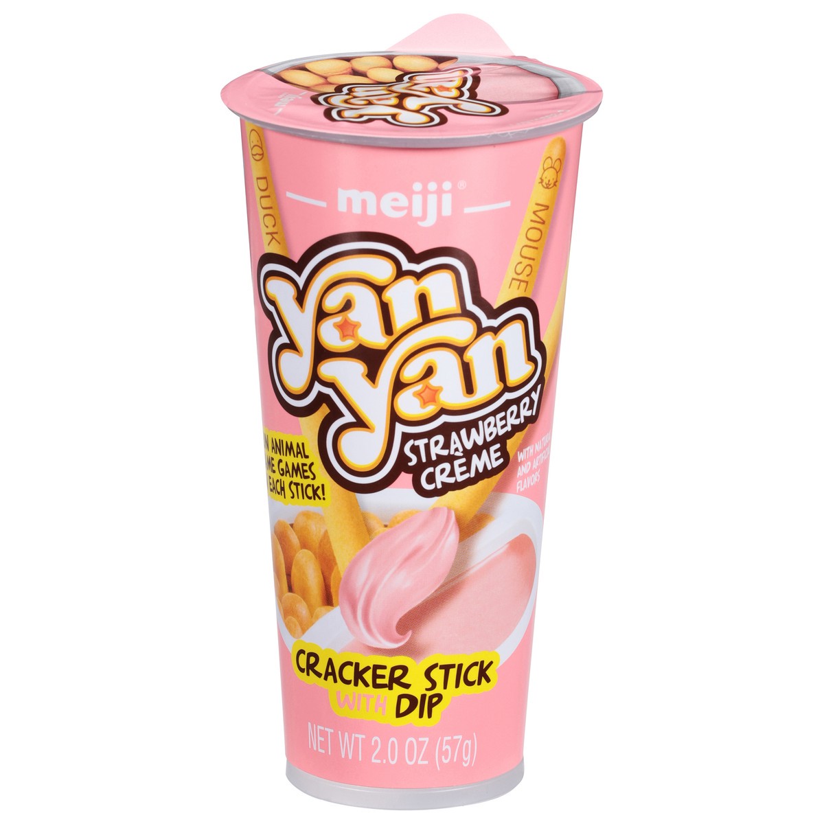 slide 6 of 14, Meiji Yan Yan Strawberry Creme Cracker Stick with Dip 2.0 oz, 2 oz
