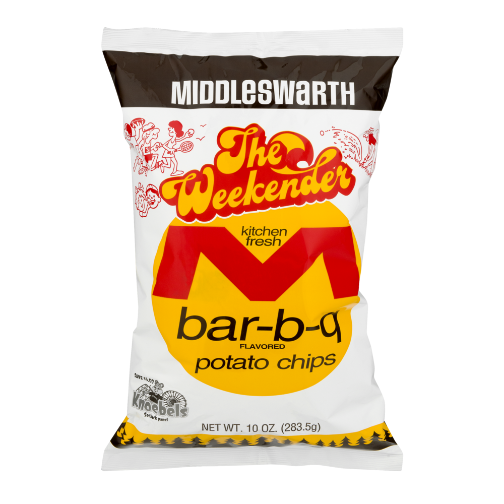 slide 1 of 5, Middleswarth The Weekender Bar-B-Q Potato Chips, 10 oz