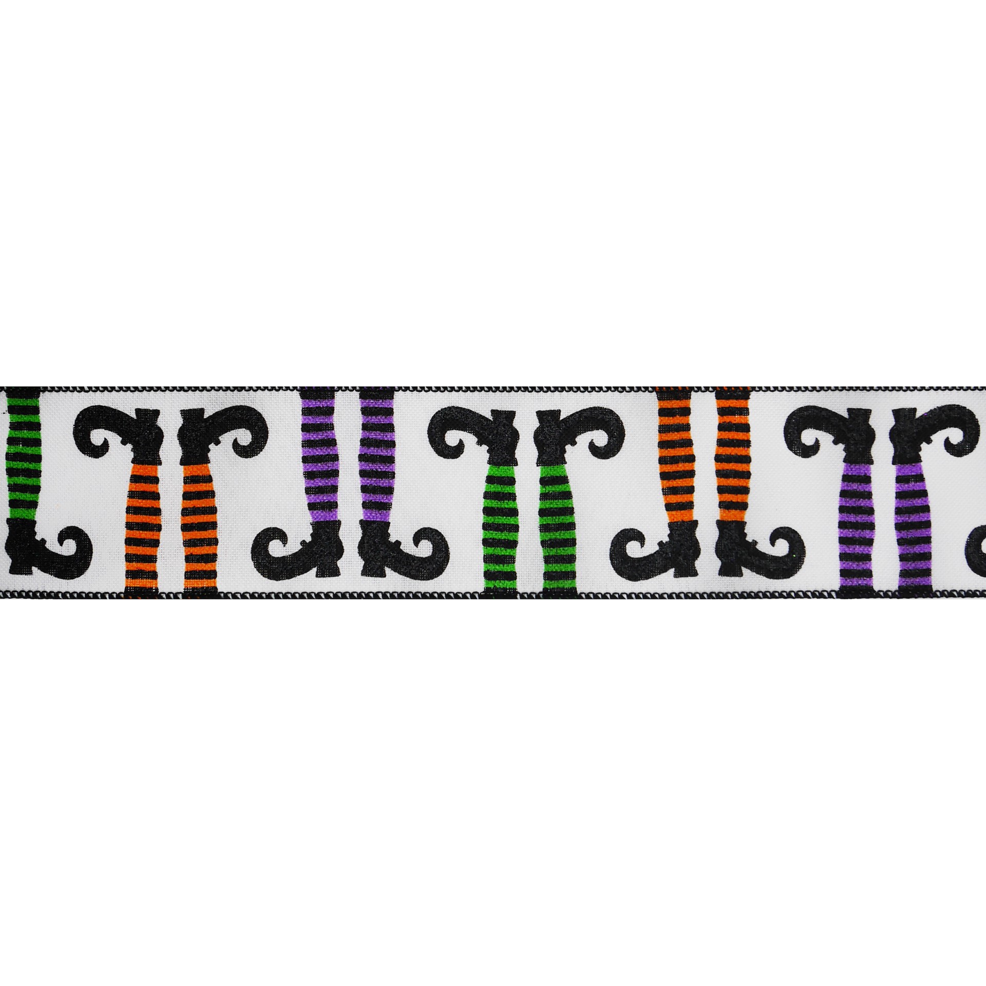 slide 2 of 3, 2.5" X 20ft. Halloween Legs Wired Faux Linen Ribbon By Celebrate It Halloween, 2.5 in x 20 ft