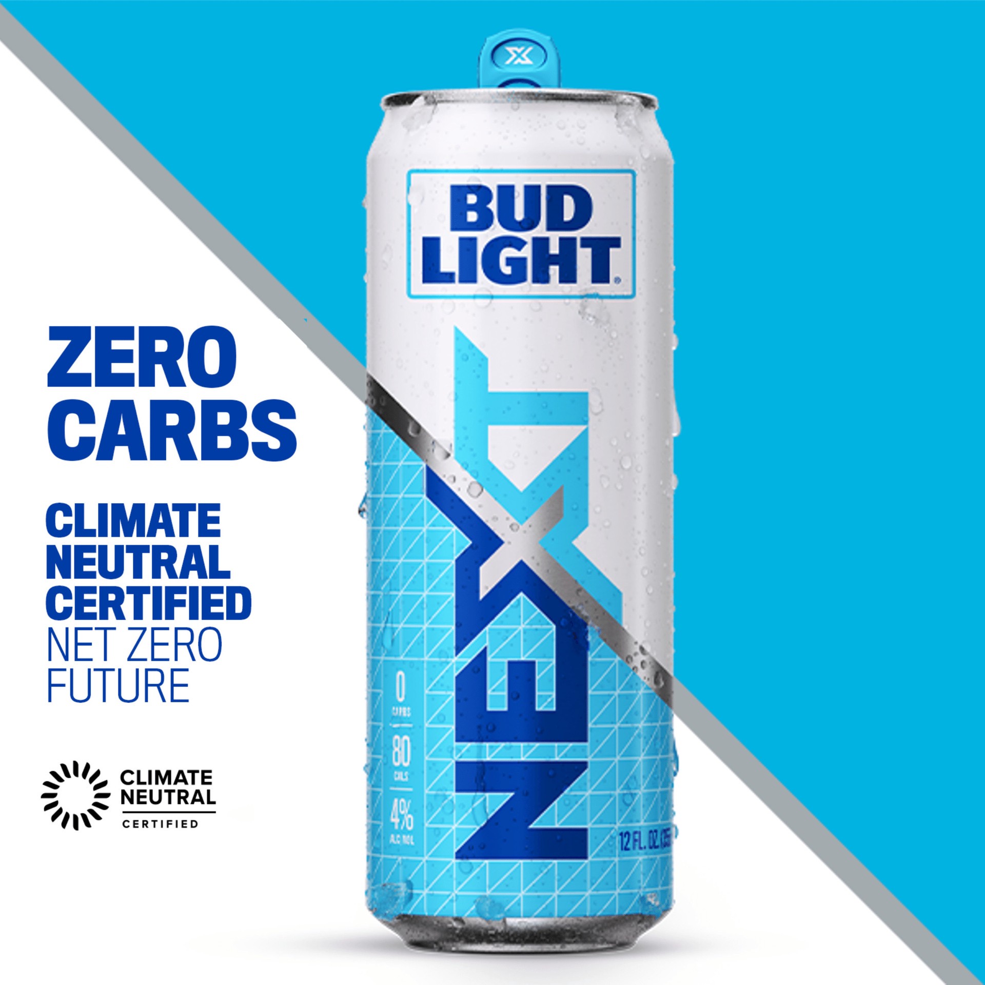 slide 10 of 10, Bud Light Next Super Crisp Zero Carbs Light Beer 12 - 12 fl oz Slim Cans, 12 ct; 12 fl oz