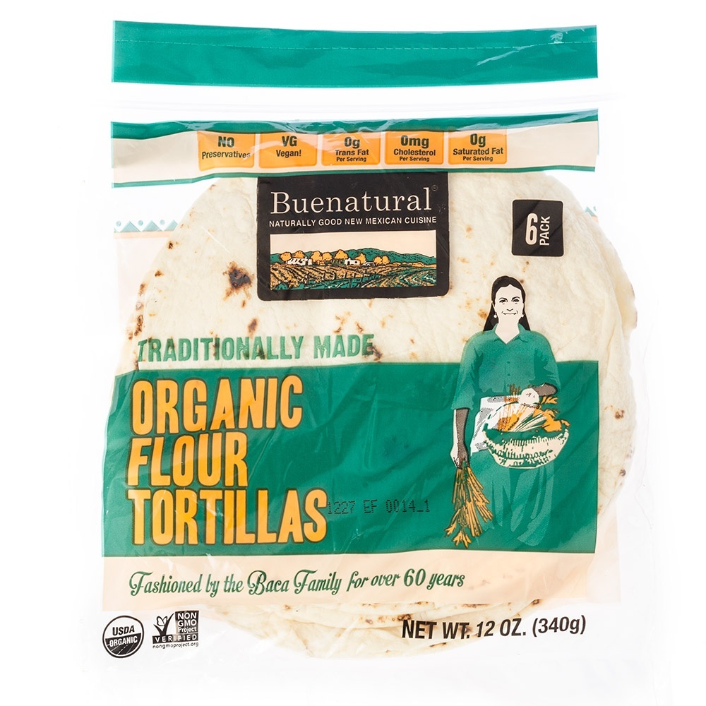 slide 1 of 1, Buenatural Organic Flour Tortillas, 6 ct