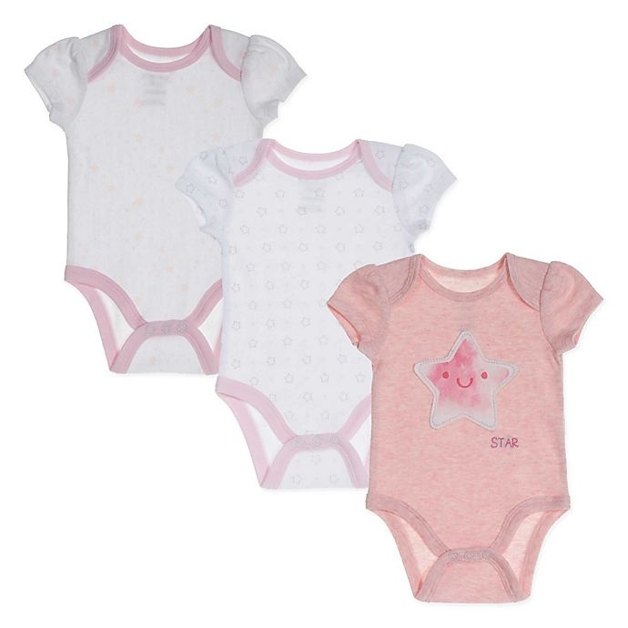 slide 1 of 1, Sterling Baby Preemie Pink Star Bodysuits, 3 ct