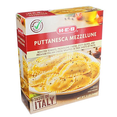 slide 1 of 1, H-E-B Puttanesca Mezzelune, 12 oz