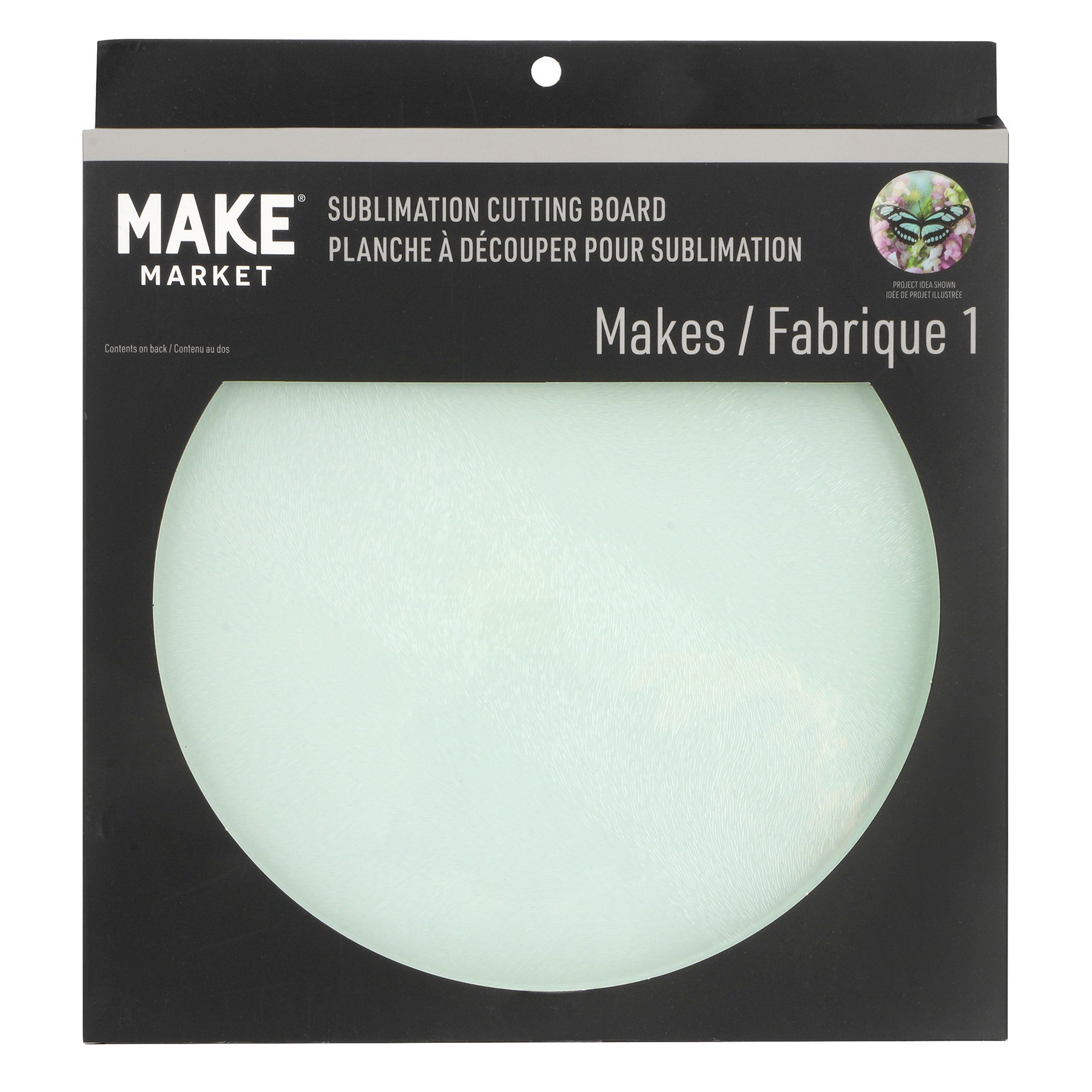 slide 2 of 2, 9" Round Tempered Glass Sublimation Cutting Board By Make Market, 8.8 in