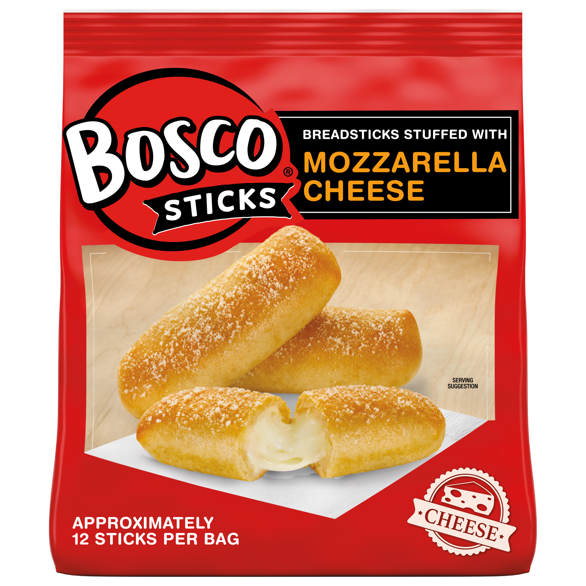 slide 1 of 5, BOSCOS PIZZA Bosco Mozzarella Cheese Stuffed Breadsticks, 20.04 oz (Frozen), 568.12 g