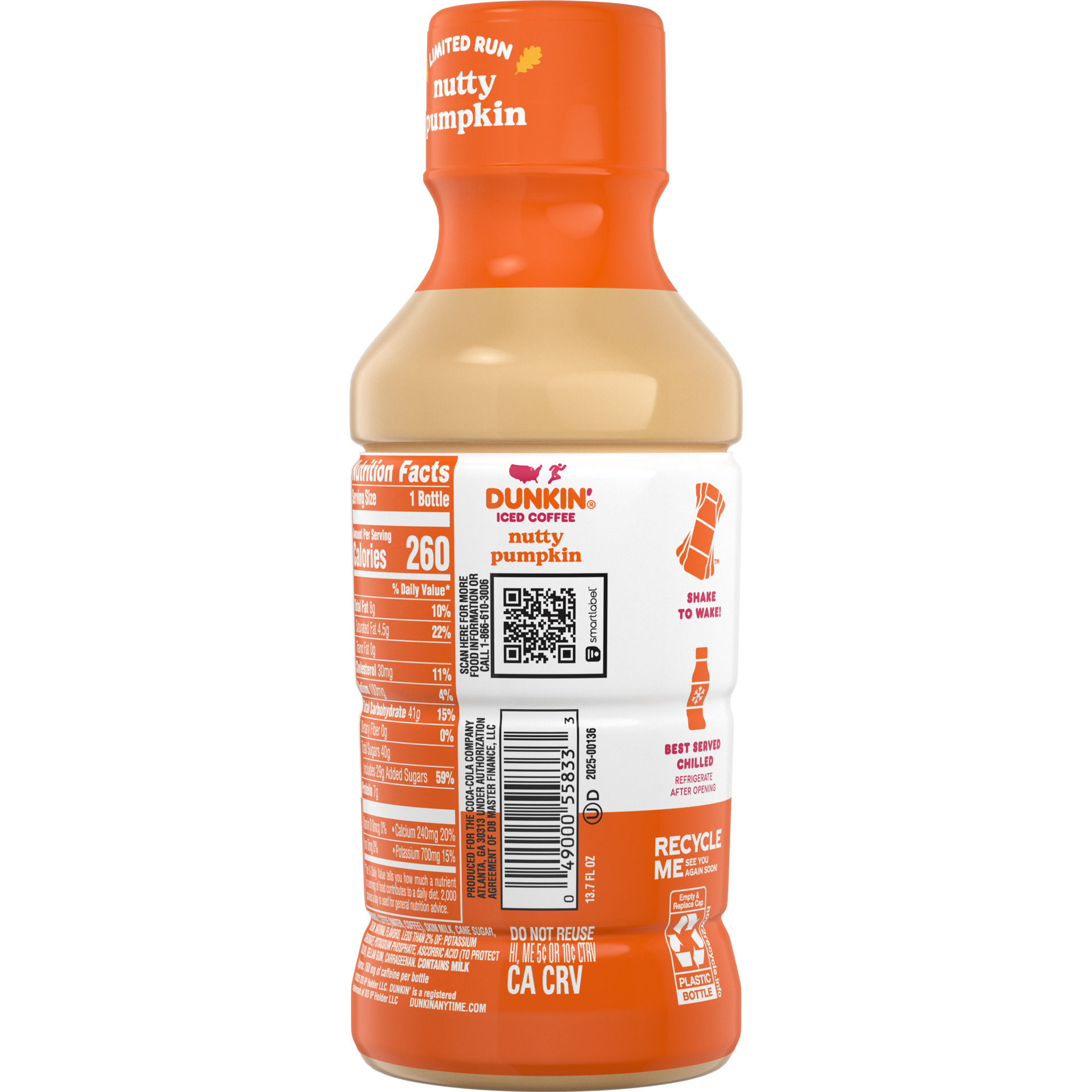 slide 5 of 5, Dunkin' Nutty Pumpkin Iced Coffee Bottle, 13.7 fl oz, 13.7 fl oz