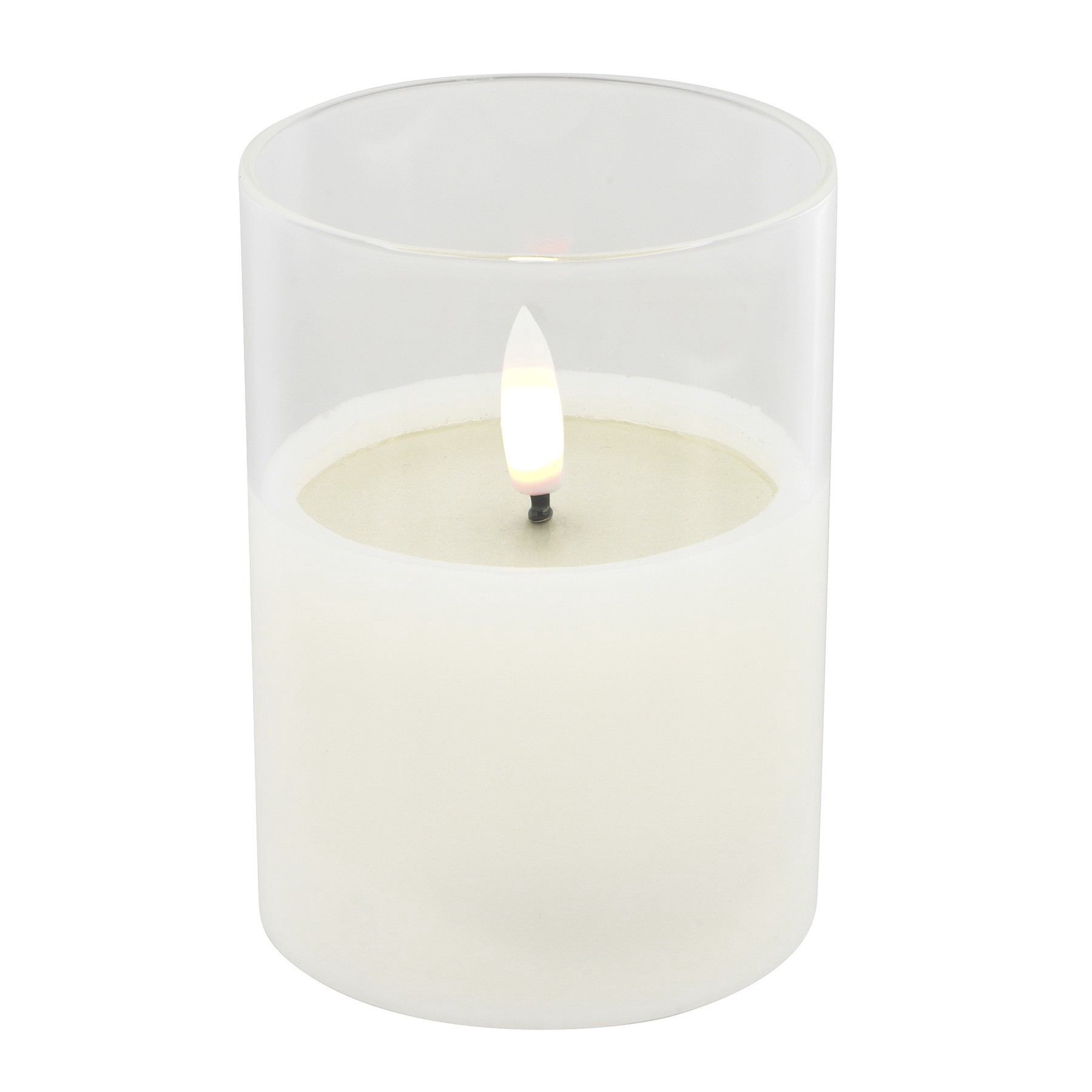 slide 2 of 2, 4" Led Glass Wax Flickering Candle By Ashland, 3 in x 4 in