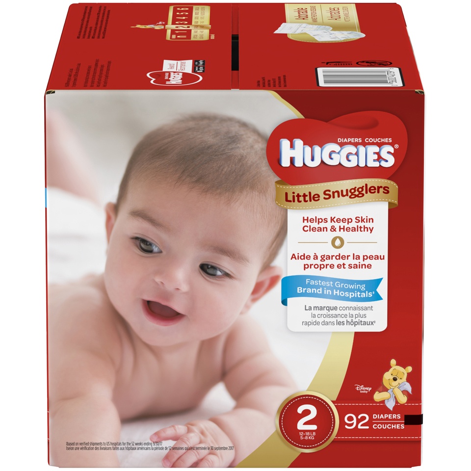 slide 1 of 1, Huggies Little Snugglers Baby Diapers Size 2, 92 ct