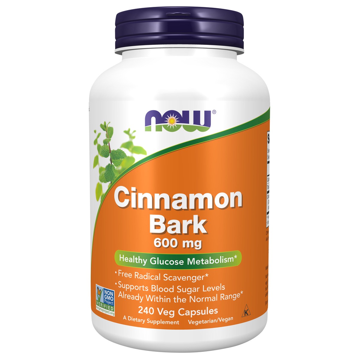 slide 1 of 4, NOW Cinnamon Bark 600 mg - 240 Veg Capsules, 240 ct
