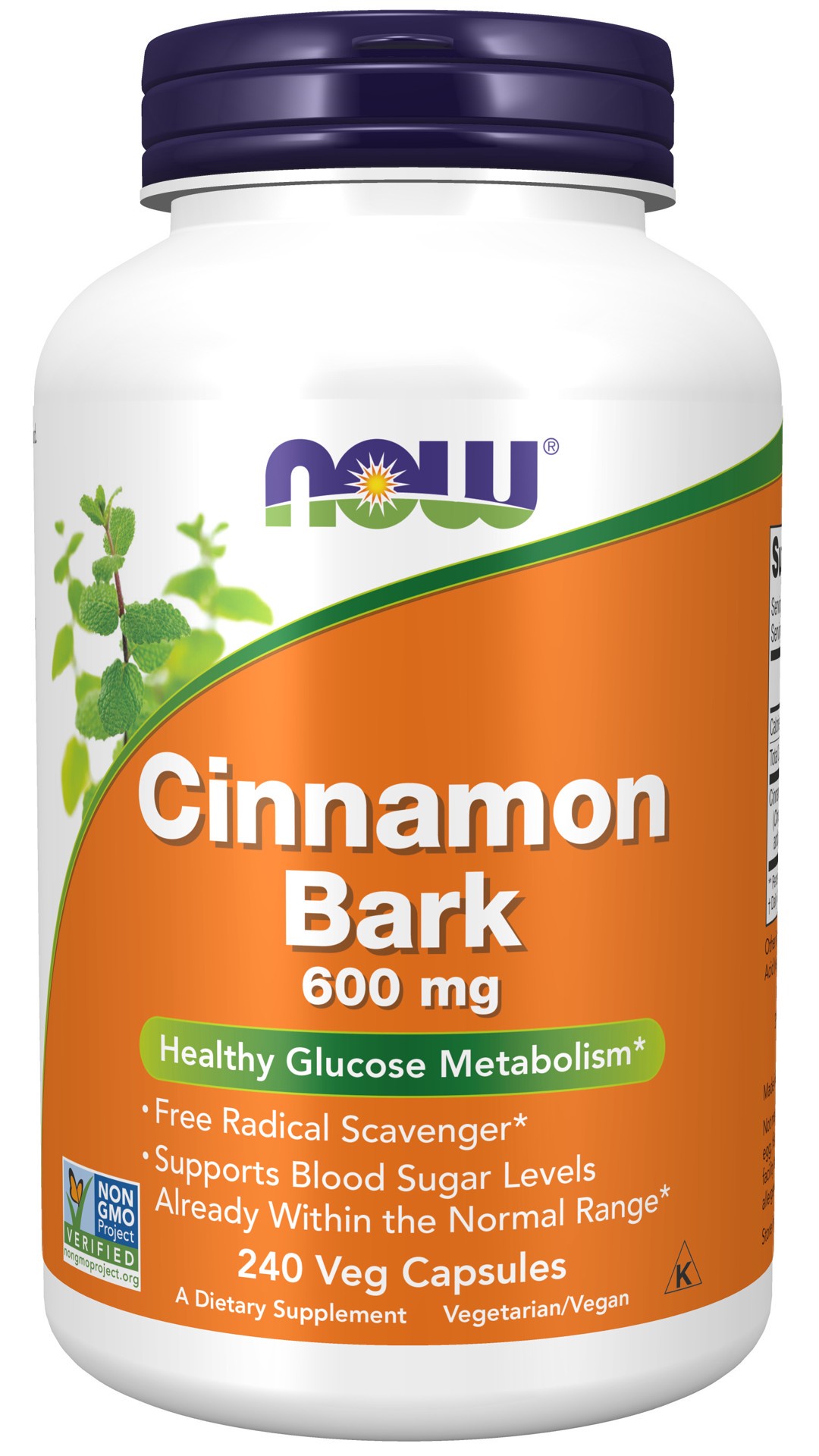 slide 1 of 4, NOW Cinnamon Bark 600 mg - 240 Veg Capsules, 240 ct