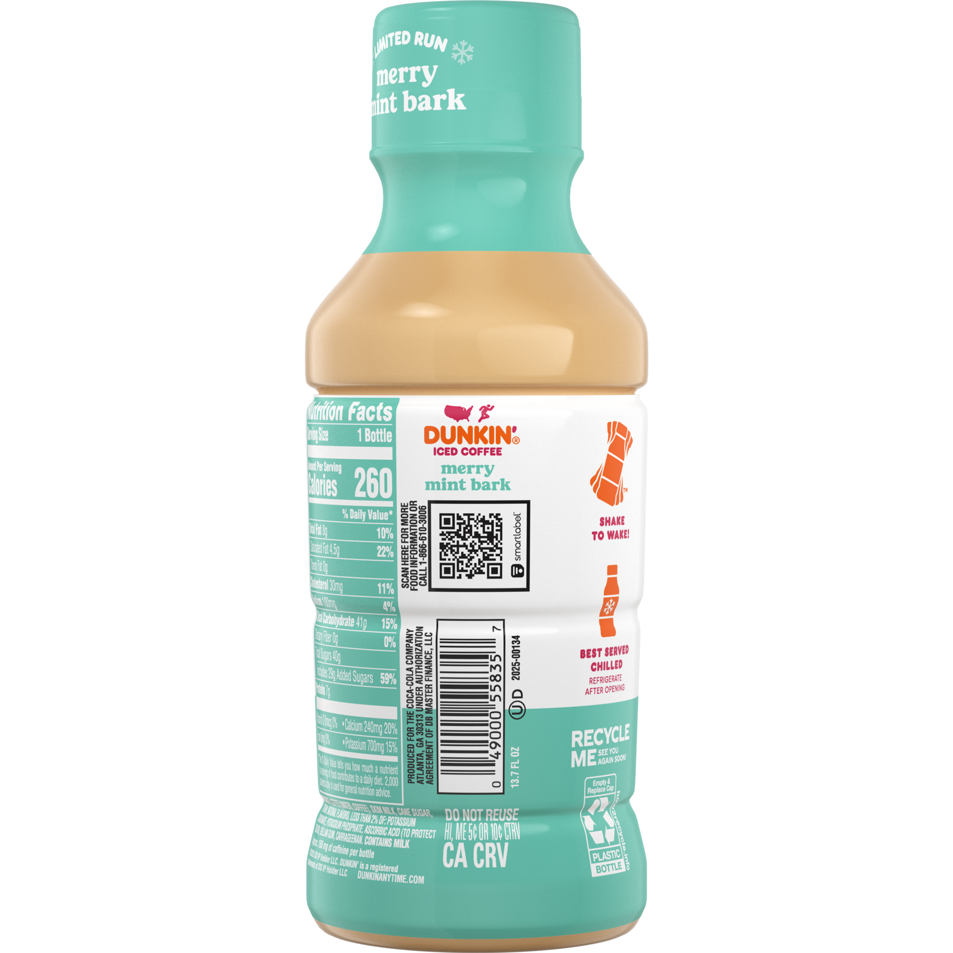 slide 2 of 5, Dunkin' Merry Mint Bark Iced Coffee Bottle, 13.7 fl oz, 13.7 fl oz