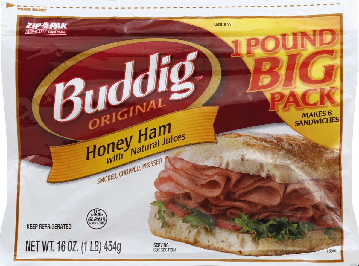 slide 5 of 6, Buddig Original Honey Ham, 1 ct