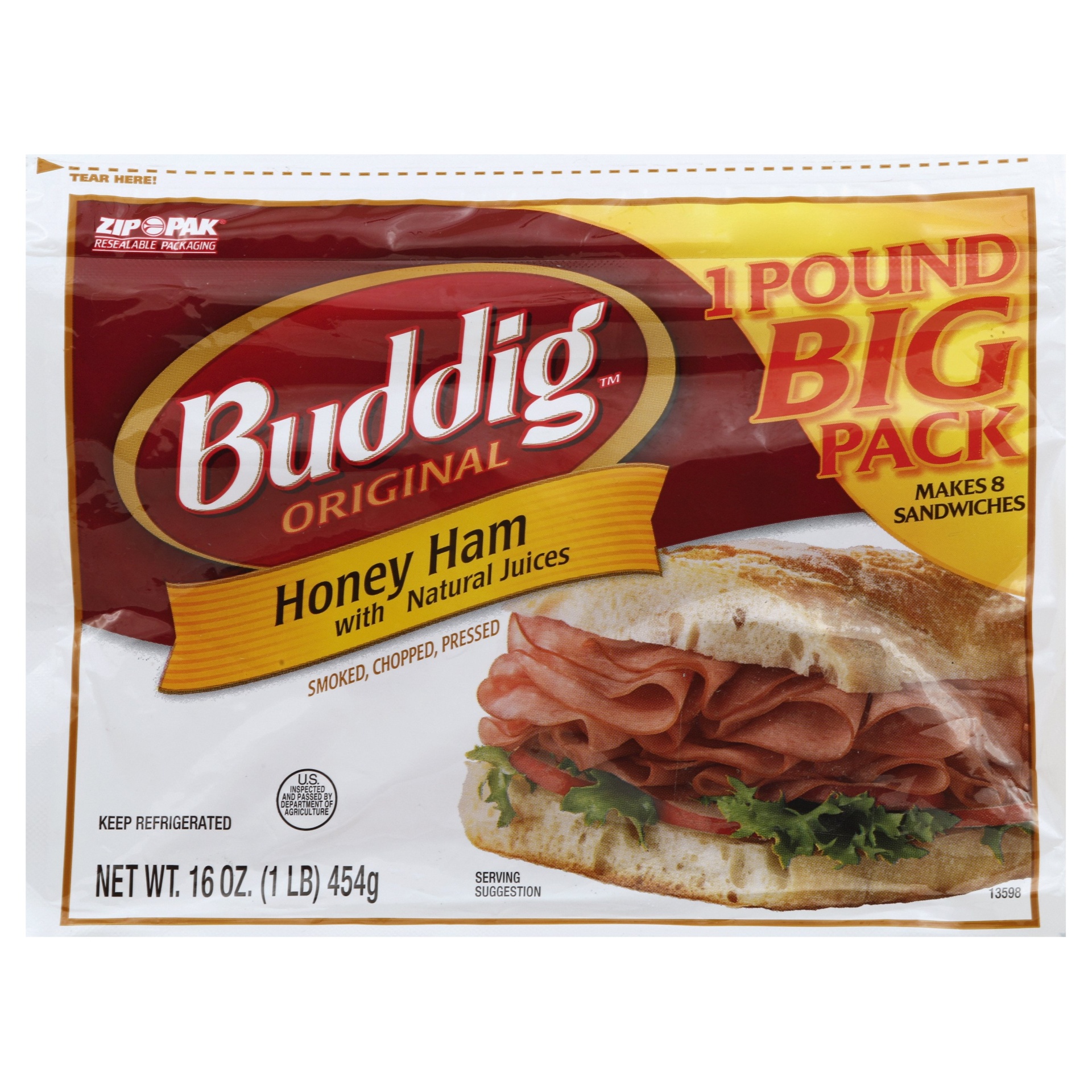 slide 1 of 6, Buddig Original Honey Ham, 1 ct