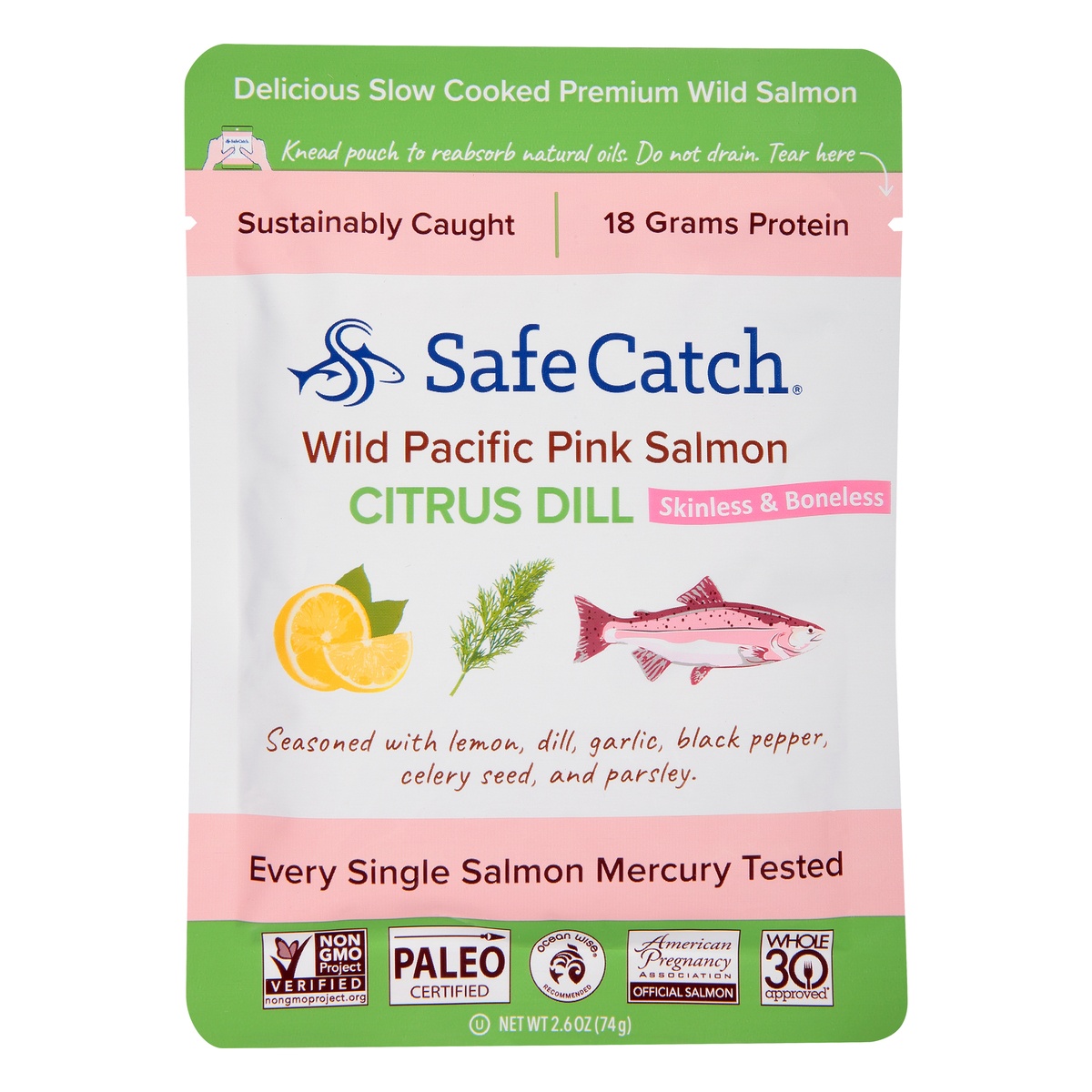slide 1 of 1, Safe Catch Citrus Dill Salmon Pack, 2.6 oz