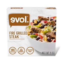Evol Fire Grilled Steak Bowl, Frozen Meal, 9 oz