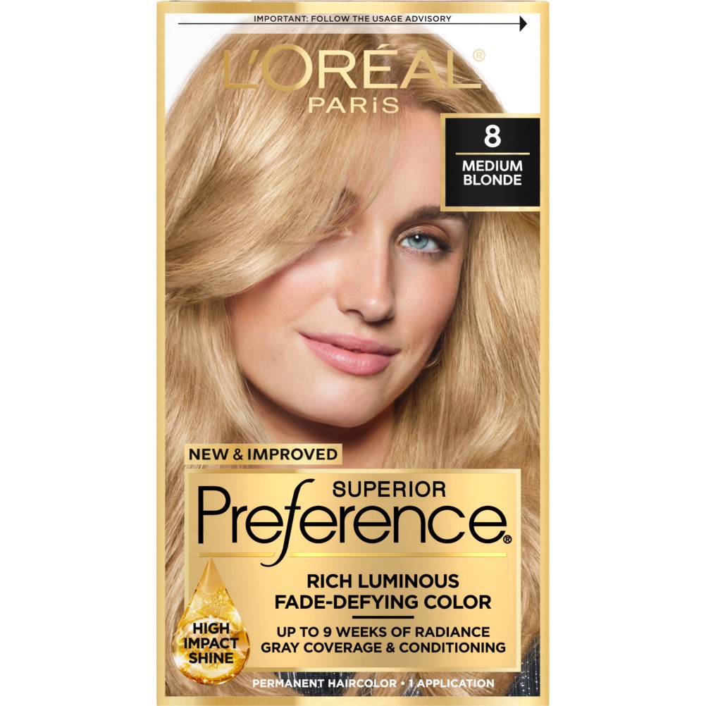 slide 1 of 8, L'Oréal Superior Preference Fade-Defying Color + Shine System - 6.5 fl oz - 8 M Blonde - 1 Kit, 6.5 fl oz