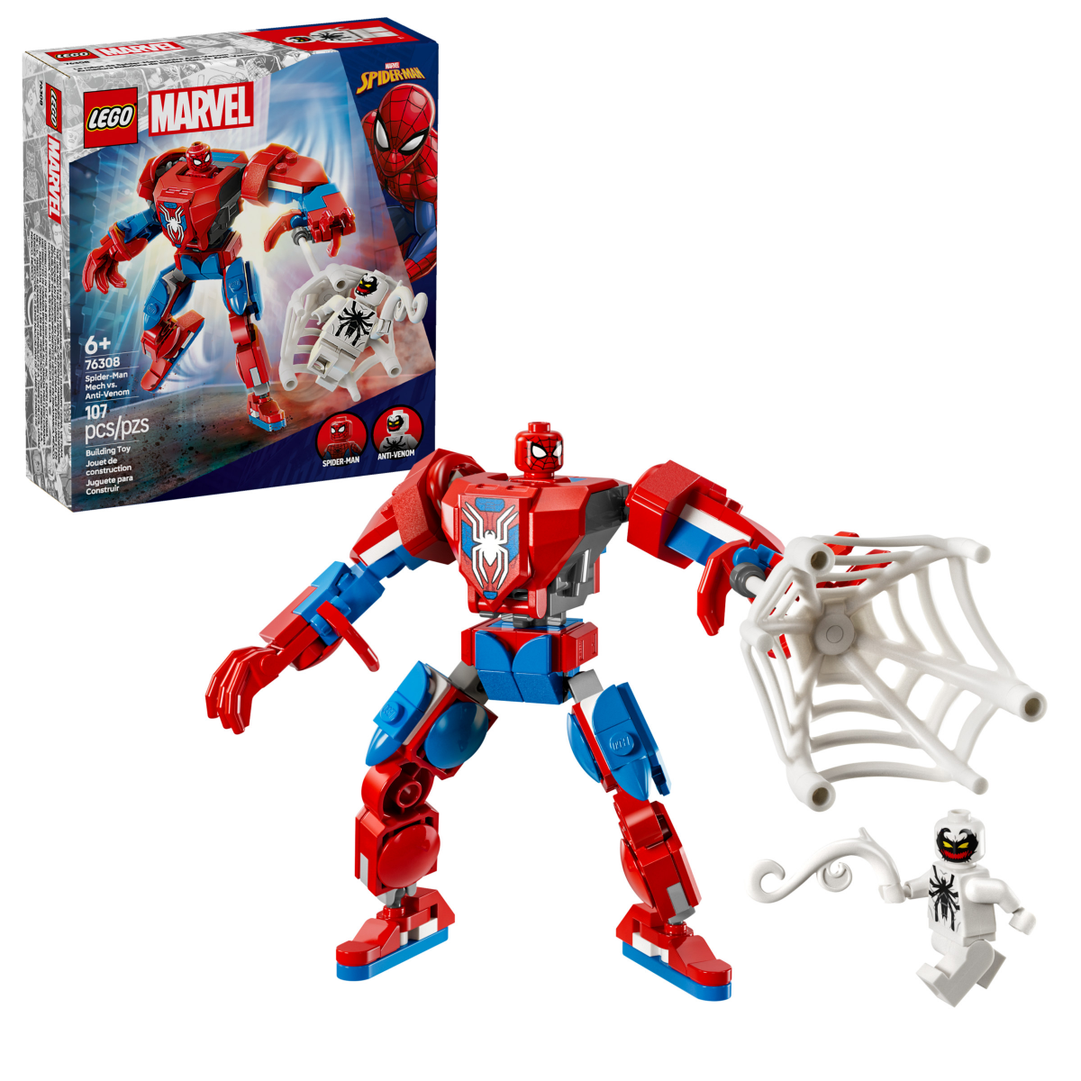 slide 1 of 21, LEGO Marvel Spider-Man Mech vs. Anti-Venom Building Toy Set 76308, 1 ct