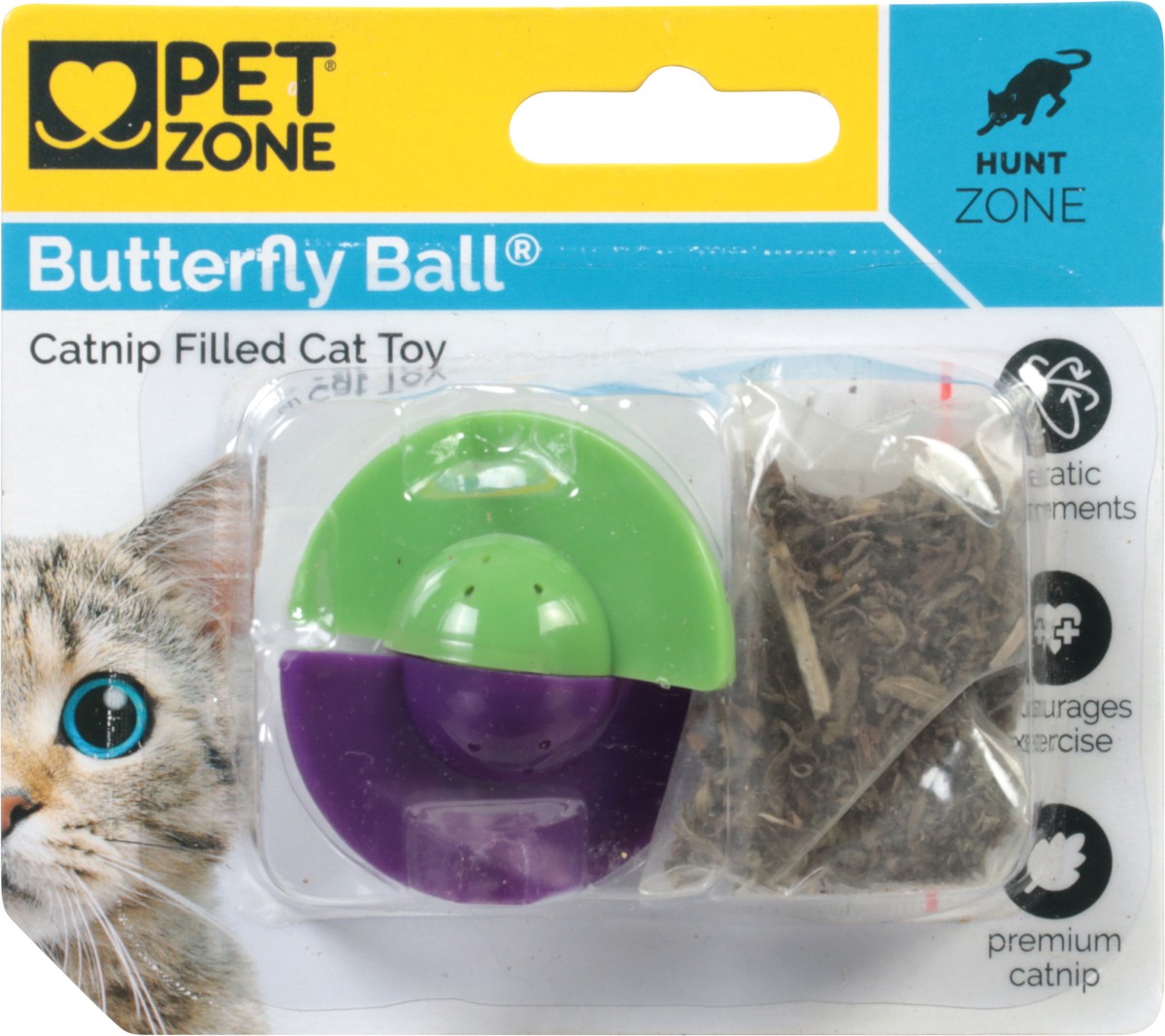 slide 9 of 9, Pet Zone Catnip Filled Butterfly Ball Cat Toy 1 ea, 1 ct