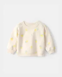 Carter's Baby Girl Lemon French Terry Pullover Sweatshirt - Cream, 12M