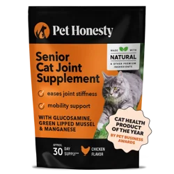Pet Honesty Hip & Joint Chews Supplement for Cats, Glucosamine, Chicken Flavor, 3.7 oz