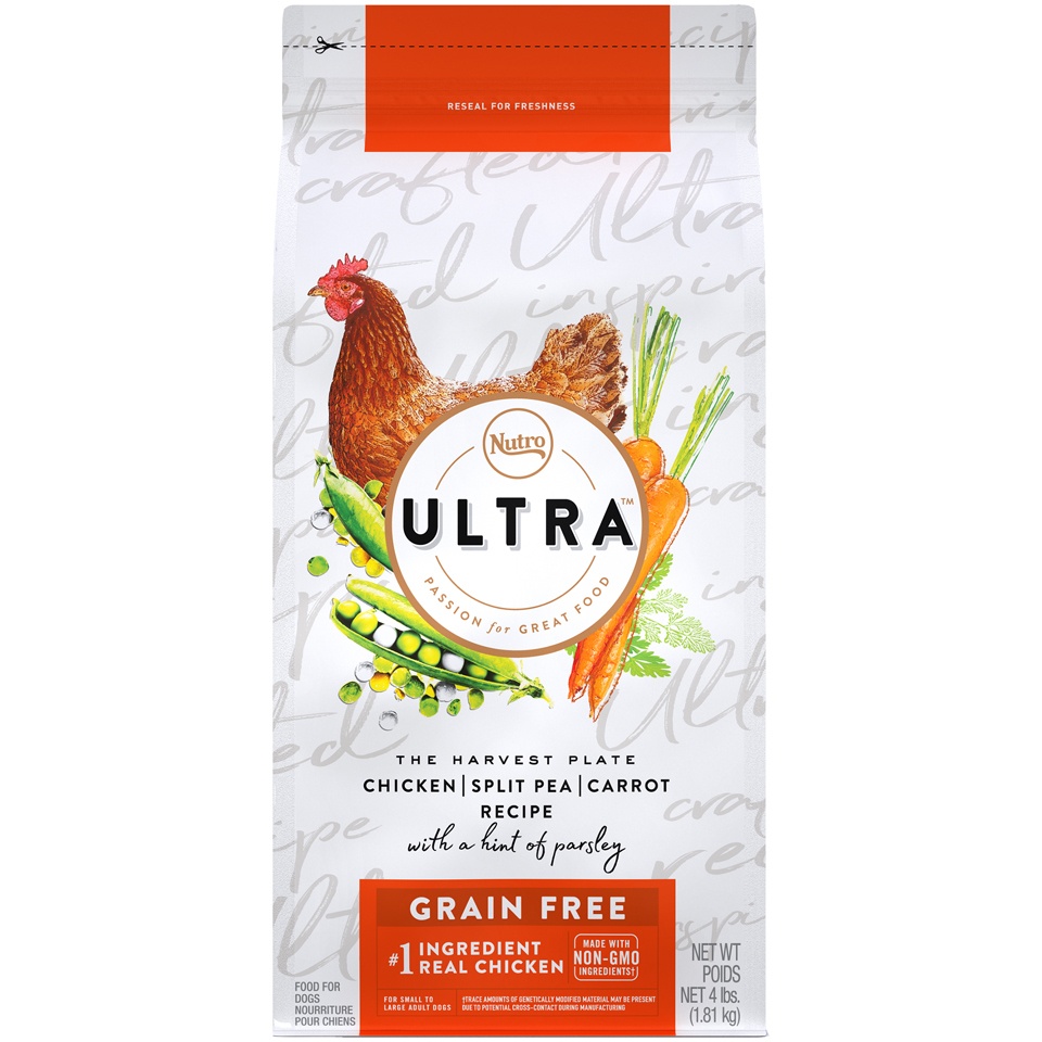 slide 1 of 1, Nutro Ultra Grain Free Chicken, Split Pea & Carrot Recipe with a Hint of Parsley Dry Dog Food, 4 lb