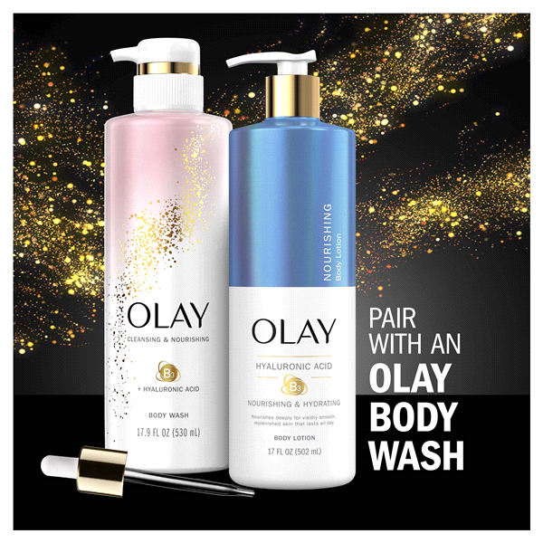 slide 9 of 25, Olay Nourishing & Hydrating Body Lotion with Hyaluronic Acid, 17 fl oz Pump, 17 fl oz